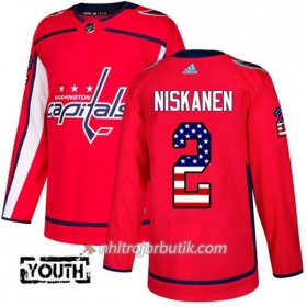 Barn Ishockey Washington Capitals Tröja Matt Niskanen 2 Adidas 2017-2018 Röd USA Flag Fashion Authentic